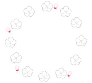 白梅の花の円枠