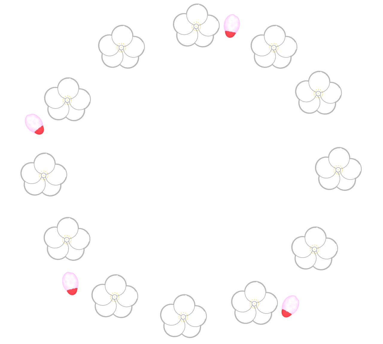 白梅の花の円枠