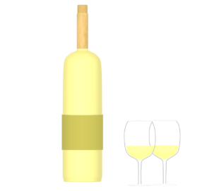 白ワインのボトルとグラスのイラスト