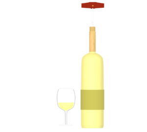 白ワインとコルク抜きのイラスト