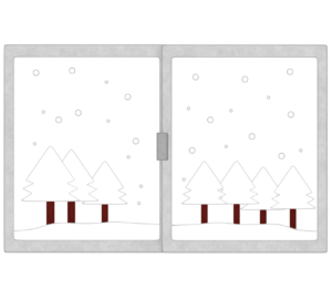 窓から見る冬景色のイラスト