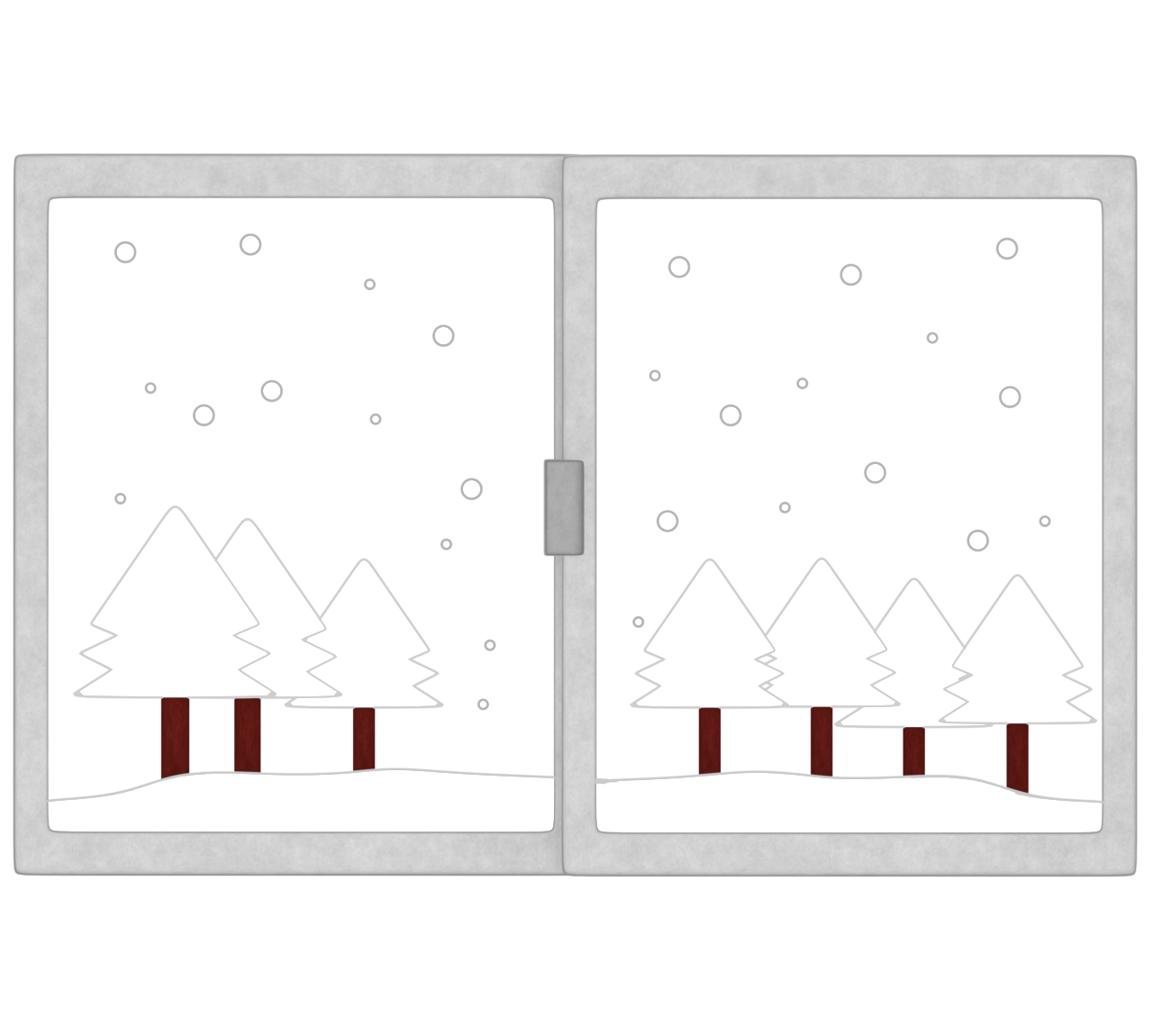 窓から見る冬景色のイラスト