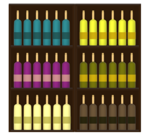 棚に並ぶワインセラーのイラスト