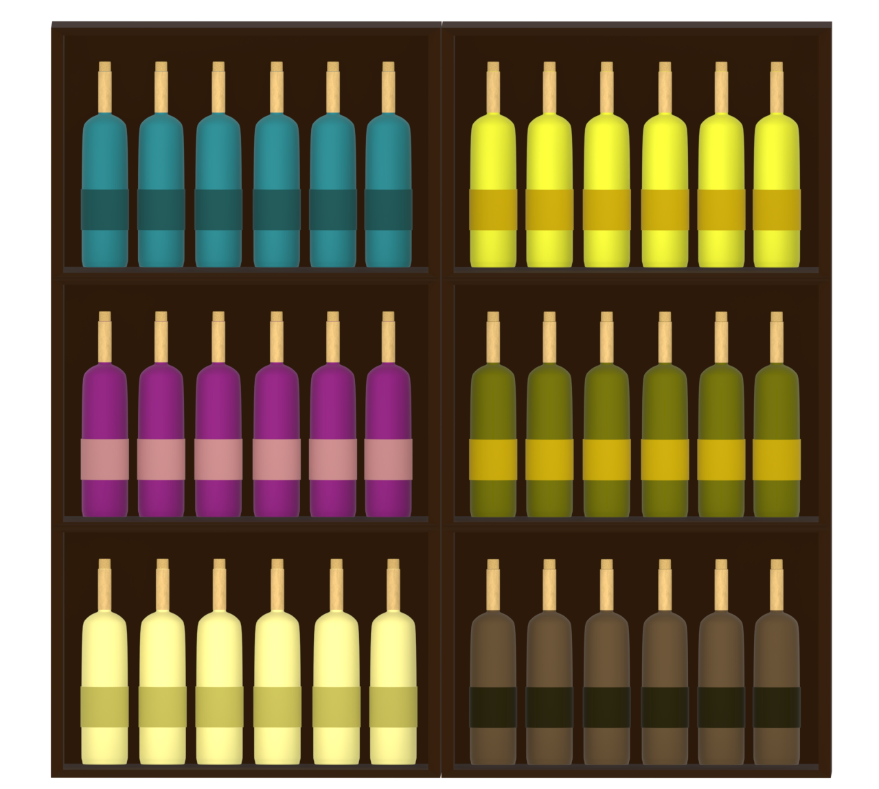 棚に並ぶワインセラーのイラスト