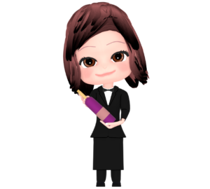 ワインを持つ女性ホールスタッフのイラスト