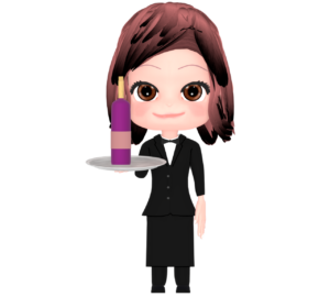 ワイン運ぶ女性ウェイターのイラスト
