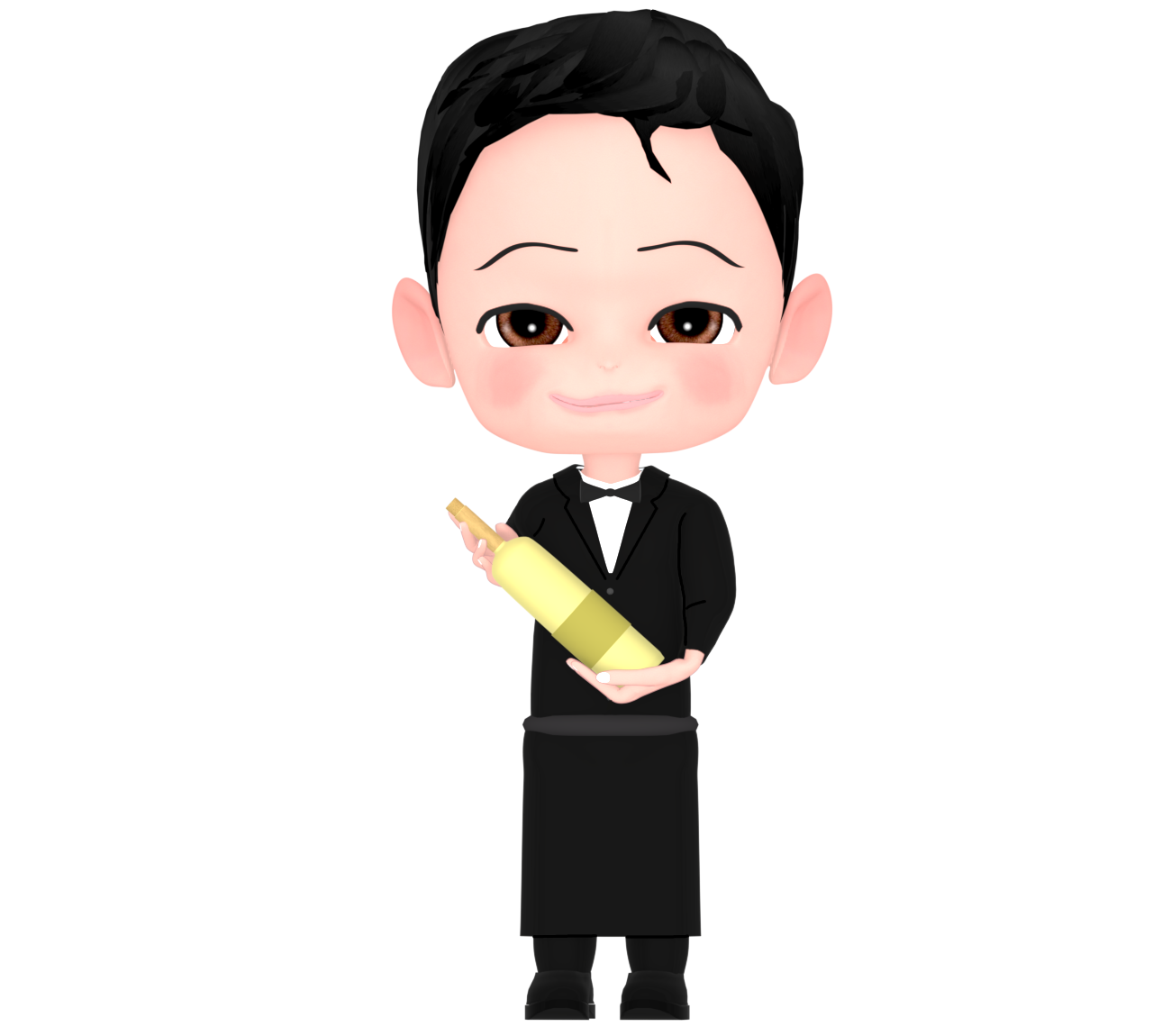 ワインを持つフロアスタッフのイラスト