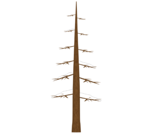 枯れた木に積もる冬の雪のイラスト