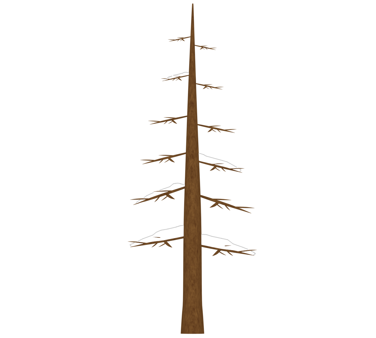 枯れた木に積もる冬の雪のイラスト