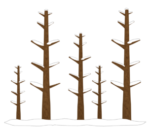 雪が積もる冬の木のイラスト