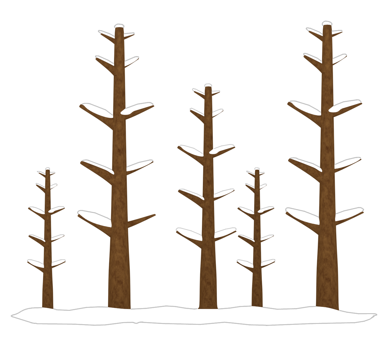 雪が積もる冬の木のイラスト