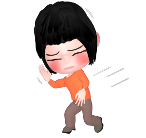 目を瞑って前を横切る女性のイラスト