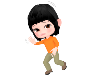 前を横切る女性のイラスト