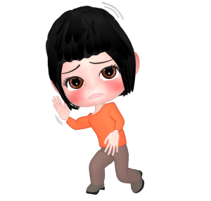 前を横切る女性のイラスト