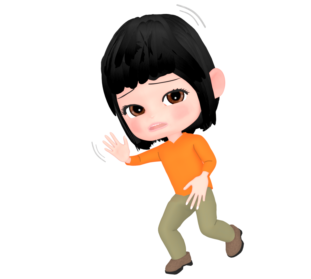 前を横切る女性のイラスト