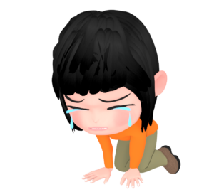 号泣をする膝をついた女性のイラスト