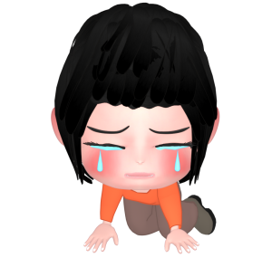 号泣する膝をついた女性のイラスト