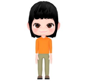 前を向く女性のイラスト
