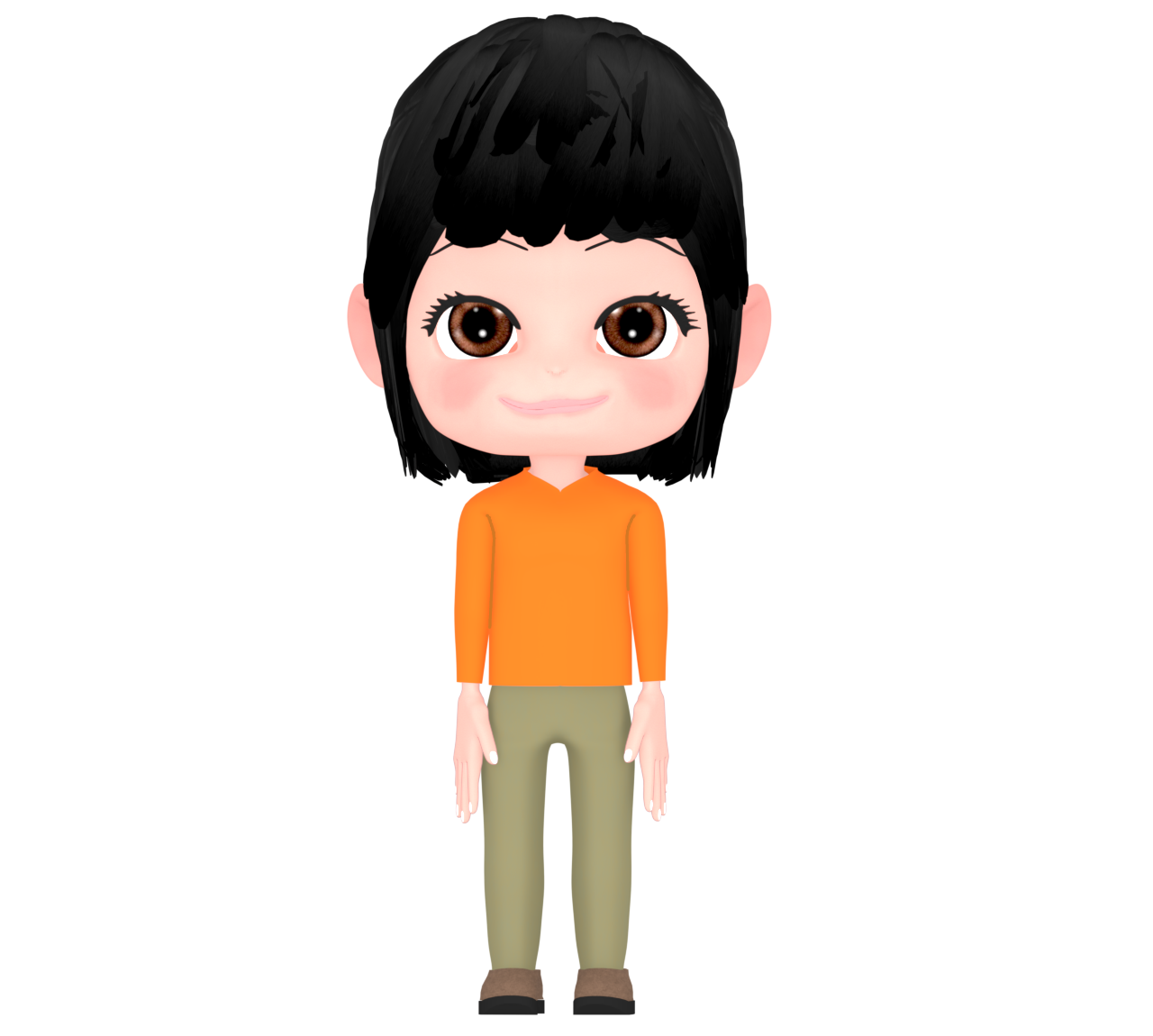 前を向く女性のイラスト