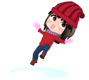 雪で転ぶ女性のイラスト