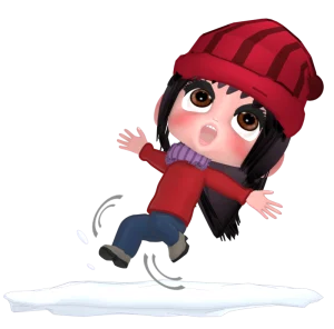 雪で転ぶ女性のイラスト