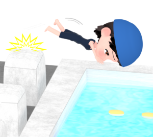 プールに飛び込む女性のイラスト