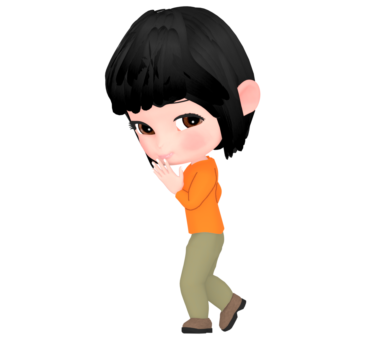 コソコソと影で笑う女性のイラスト