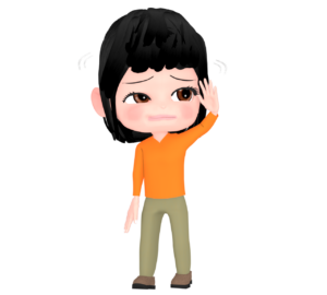 キョロキョロと周りを見渡す女性のイラスト
