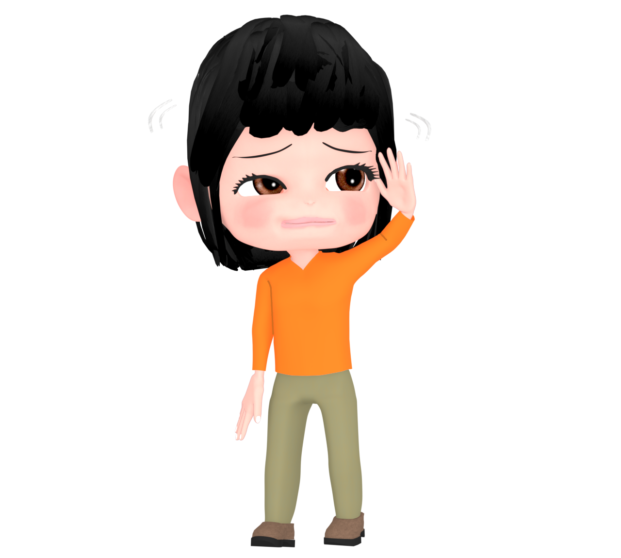 キョロキョロと周りを見渡す女性のイラスト