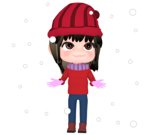 雪を見る女性のイラスト