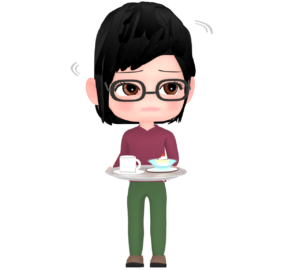 喫茶店で席を探す女性のイラスト