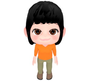 上を向く目線の女性のイラスト