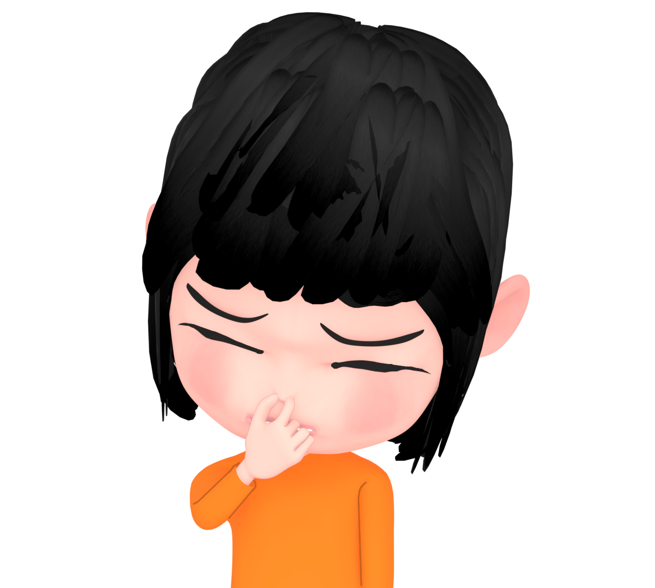 鼻をつまむ女性のイラスト
