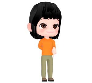 下を指差す女性のイラスト
