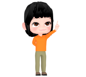 上を指差す女性のイラスト