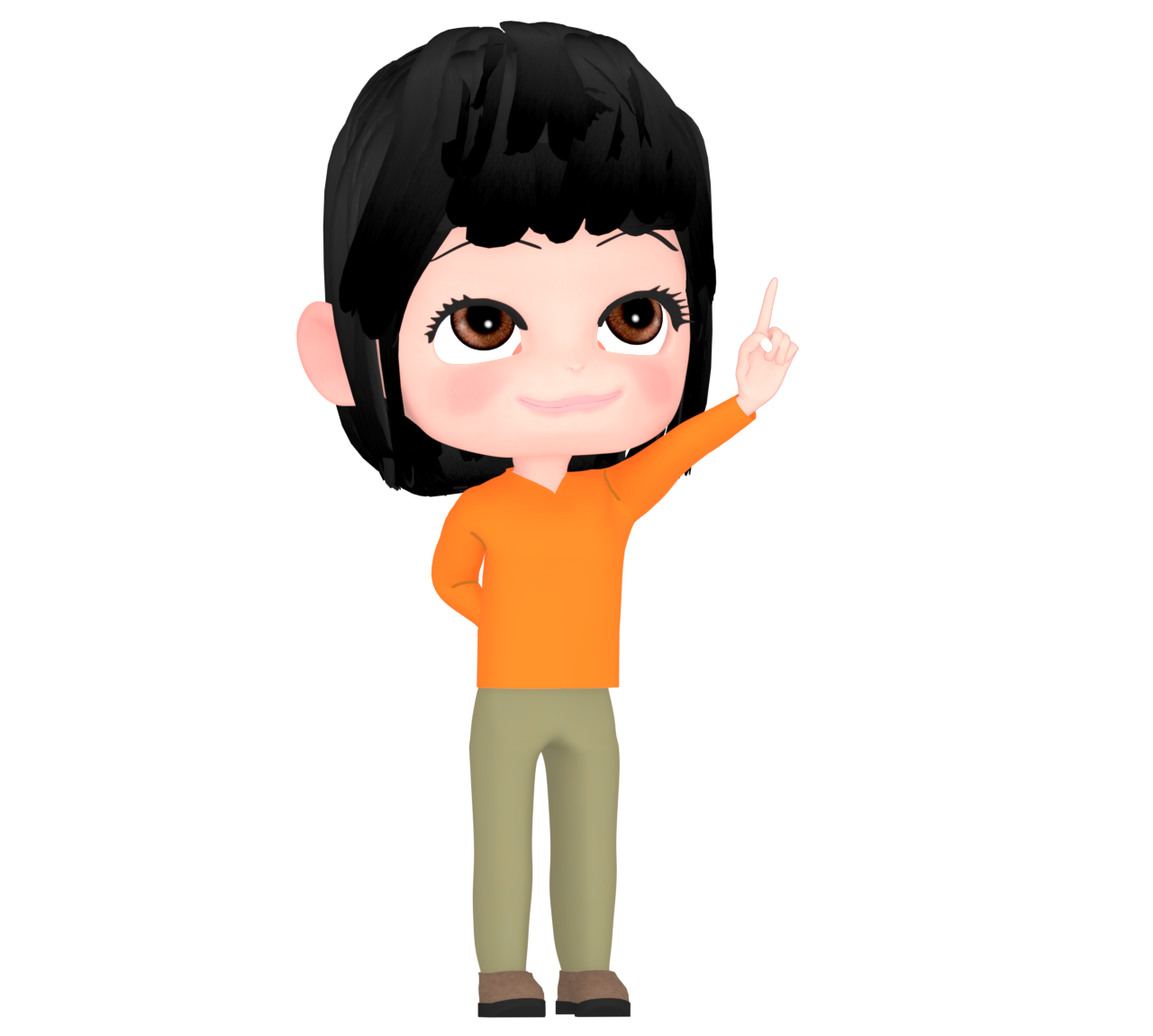 上を指差す女性のイラスト