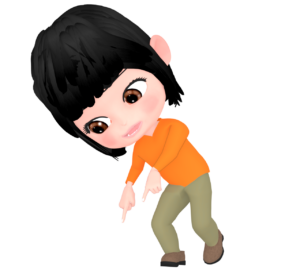 両手で下を指差す女性のイラスト