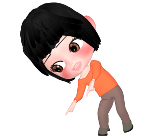 両手で下を指差す女性のイラスト