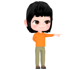 「あそこ」を指で差す女性のイラスト