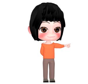 「あそこ」を指で差す女性のイラスト