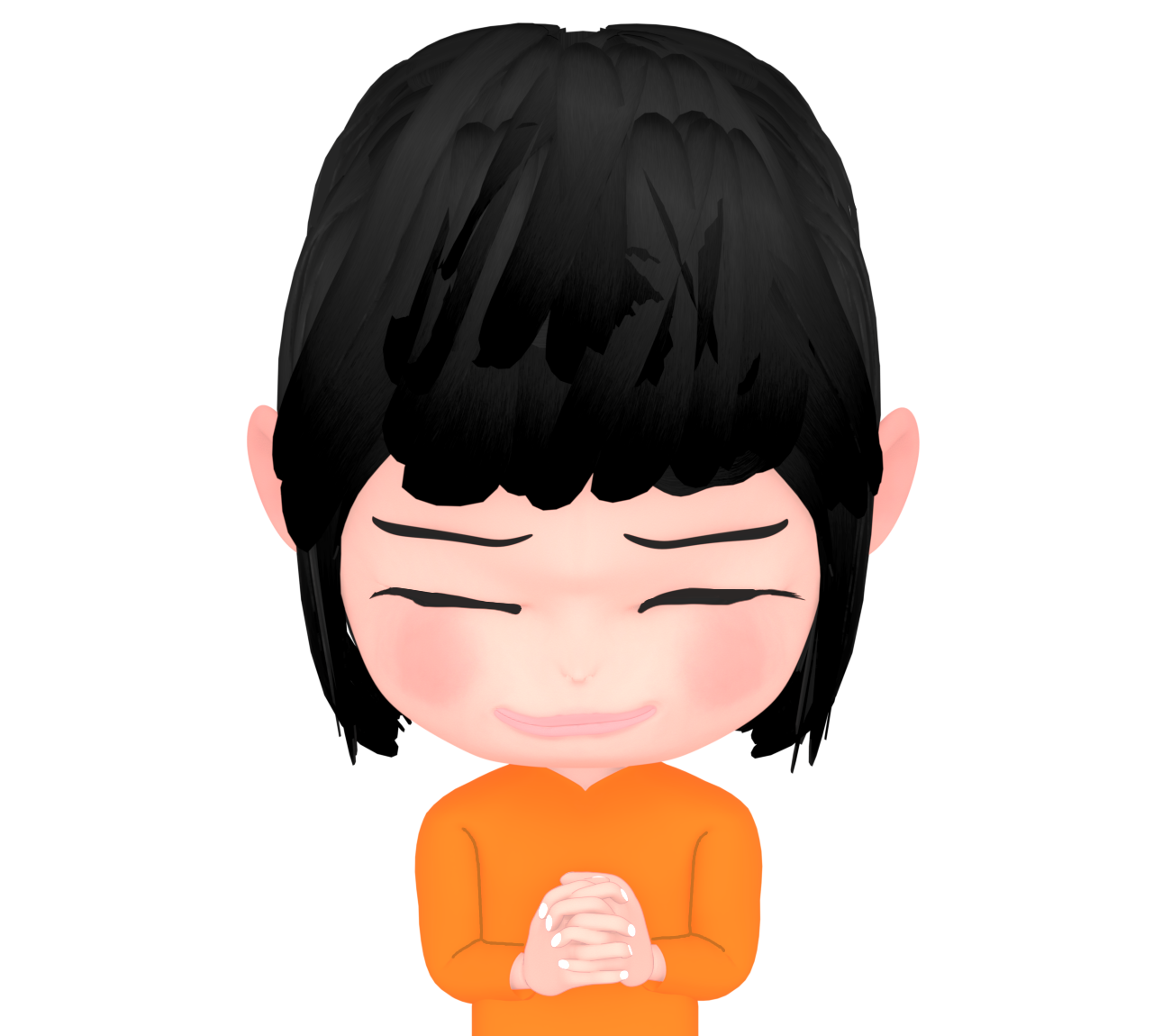 両手を握って祈る女性のイラスト