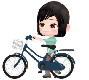 自転車を押す女性のイラスト