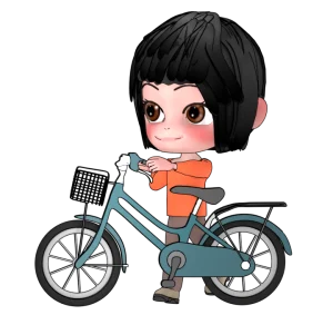 自転車を押す女性のイラスト