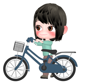自転車を押す女性のイラスト