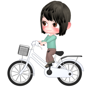 自転車に乗る女性のイラスト