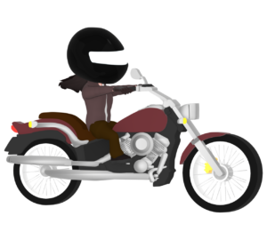 クルーザーバイクに乗る女性のイラスト