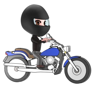 クルーザーバイクに乗る女性のイラスト