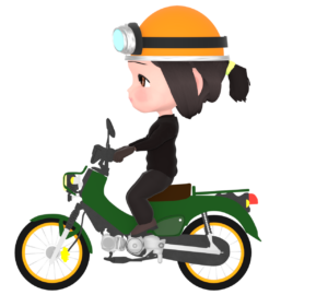 原付に乗る女性のイラスト