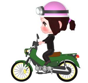 原付に乗る女性のイラスト