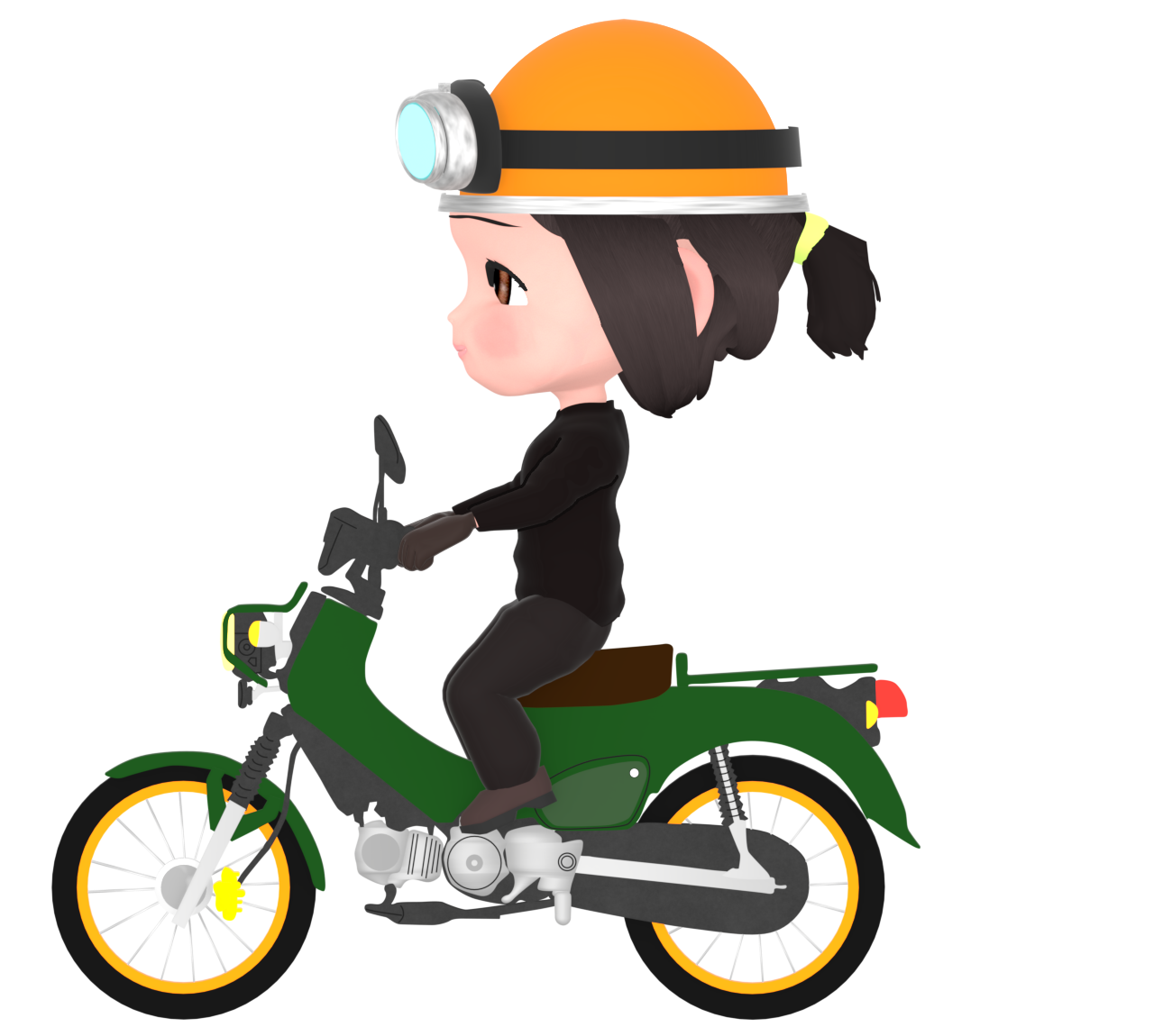 原付に乗る女性のイラスト